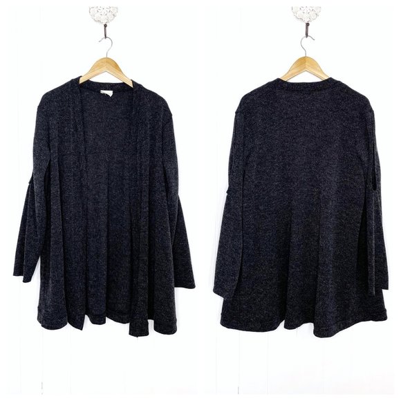 1.4.3. Story by Line Up Gray Cold Shoulder Long Cardigan Size Large - Picture 1 of 7